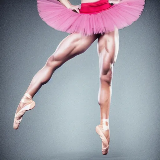 Prompt: bodybuilder in a ballet skirt