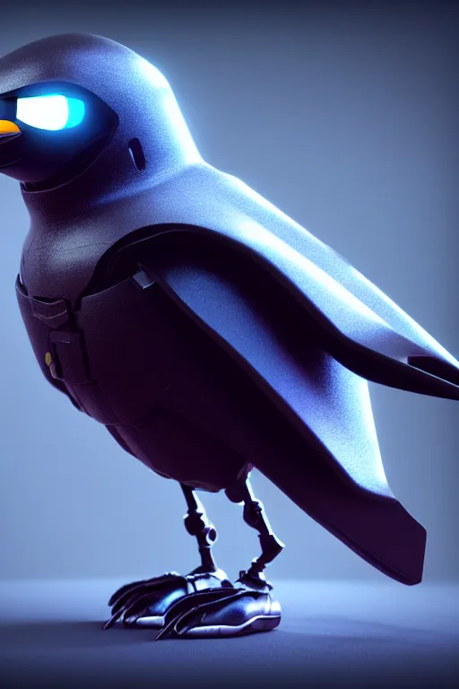 Prompt: high quality 3 d render very cute cyborg crow! sings into microphone!!, cyberpunk highly detailed, unreal engine cinematic smooth, in the style of blade runner & detective pikachu, hannah yata charlie immer, moody light, low angle, uhd 8 k, sharp focus