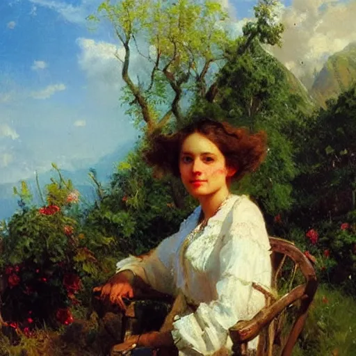 Prompt: a portrait of a character in a scenic environment by nikolay makovsky
