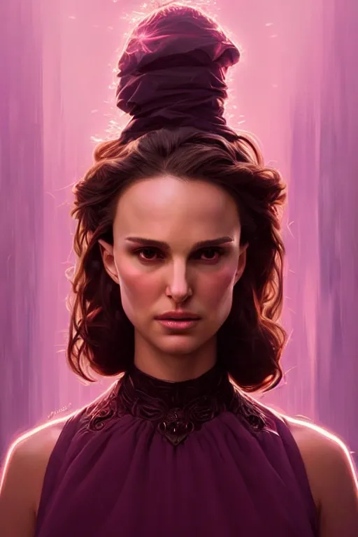 Image similar to Natalie Portman, fantasy, portrait, sharp focus, intricate, elegant, digital painting, artstation, matte, highly detailed, concept art, illustration, ambient lighting, art by ilya kuvshinov, artgerm, Alphonse mucha, and Greg Rutkowski