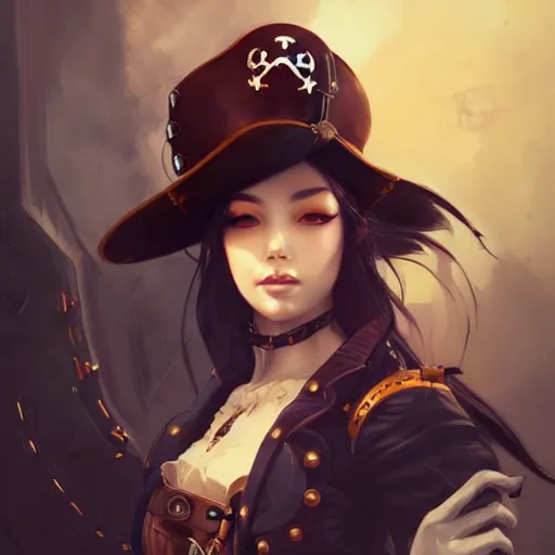 Image similar to portrait of a steampunk pirate, by guweiz and wlop and artgerm