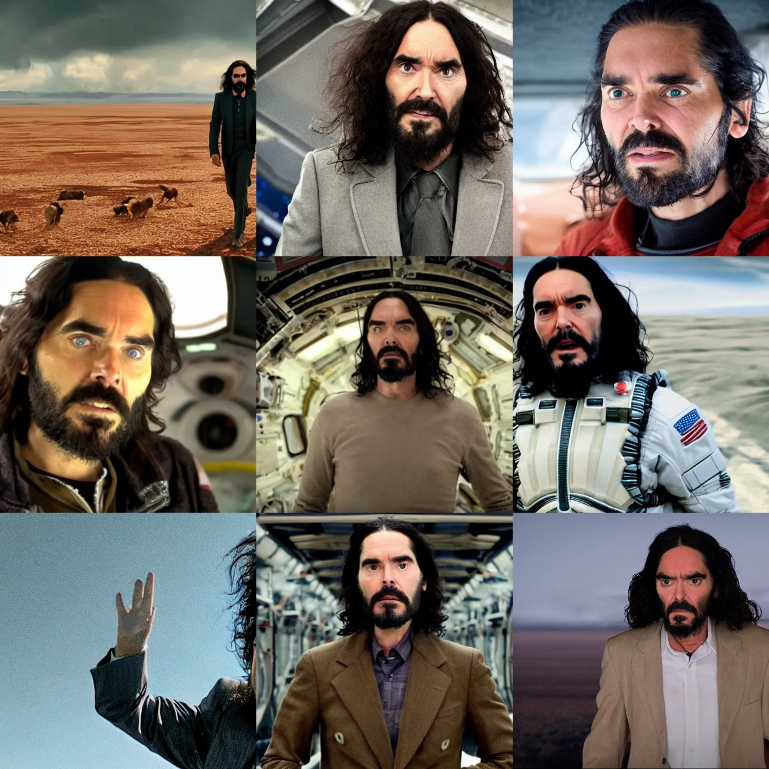 Prompt: A still of Russel Brand in Interstellar