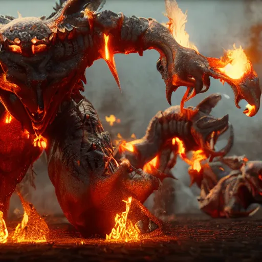 Image similar to pitchburn devils, security rhox, cinematic, hyper realistic, detailed, 8k, octane render.