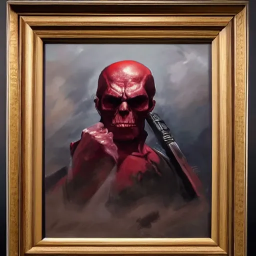 Prompt: ultra realistic portrait painting of red skull as harry potter, art by frank frazetta, 4 k, ultra realistic, highly detailed, epic lighting