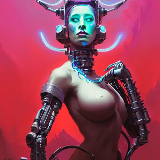 Image similar to a portrait of a nubile cybernetic duchess of hell, cyberpunk concept art by pete mohrbacher and wlop and artgerm and josan gonzales and jean claude meziere and syd mead and moebius, trending on artstation, highly detailed, intricate, sharp focus, digital art, 8 k