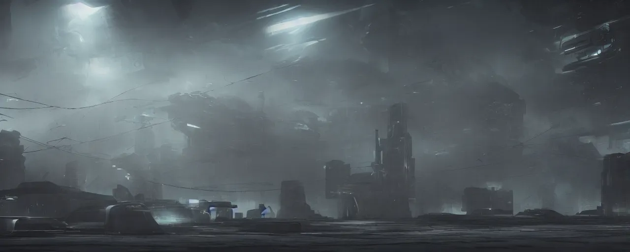Image similar to dark scifi, octane render