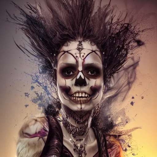 Image similar to full body pose, hyperrealistic mixed media painting of beautiful skull woman, dim volumetric lighting, 8 k, octane beautifully detailed render, extremely hyper detailed, intricate, epic composition, cinematic lighting, masterpiece, trending on artstation, very very detailed, masterpiece, stunning, hdr, smooth, sharp focus, high resolution, award, winning photo, dslr, 5 0 mm