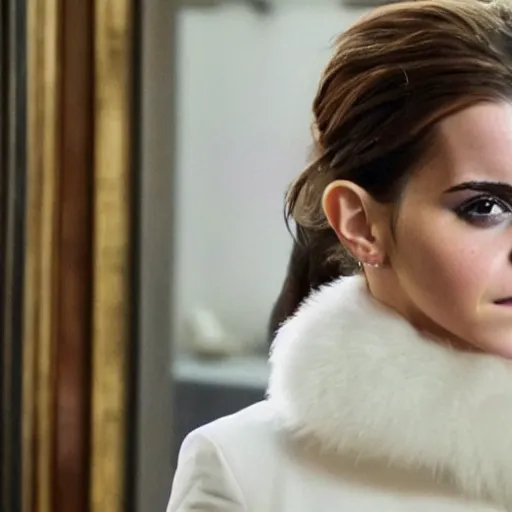 Prompt: A still of Emma Watson as Kim Kardashian