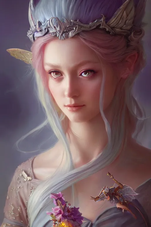 Image similar to fairy princess, highly detailed, d & d, fantasy, highly detailed, digital painting, trending on artstation, concept art, sharp focus, illustration, art by artgerm and greg rutkowski and fuji choko and viktoria gavrilenko and hoang lap