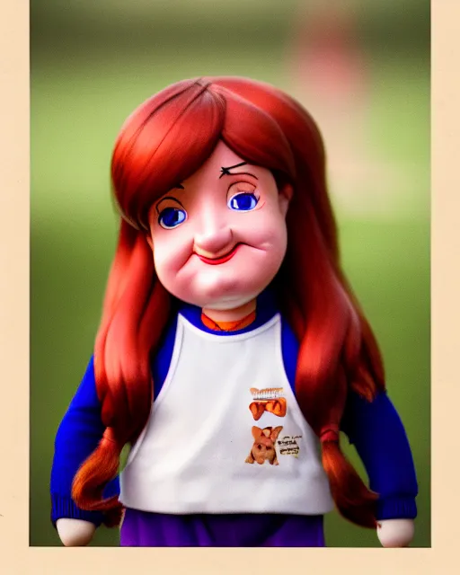 Image similar to wendy's mascot wendy thomas 1 8 9 0's photography, face in focus, 8 k, realistic