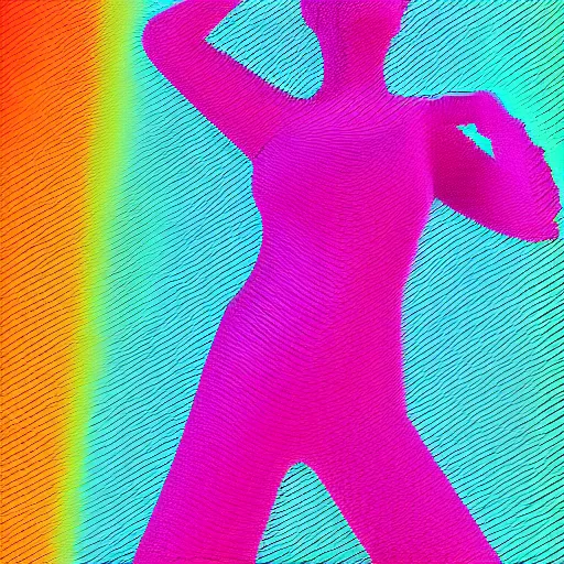 Image similar to a hologram of a silhouette of a woman by victor vasarely, featured on behance, holography, quantum wavetracing, voxel art, anaglyph filter