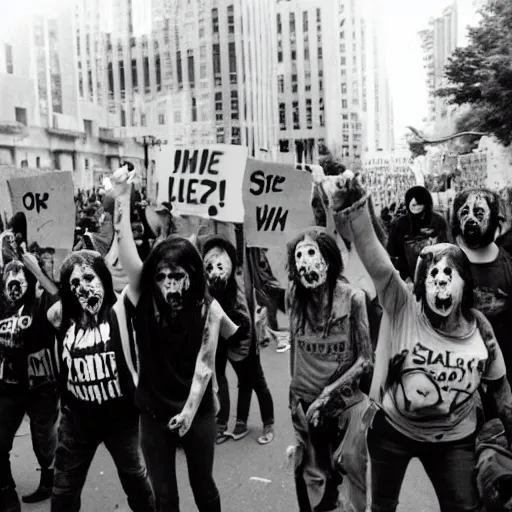 Image similar to zombie protest for zombie rights zombie rights zombie rights 3 5 mm