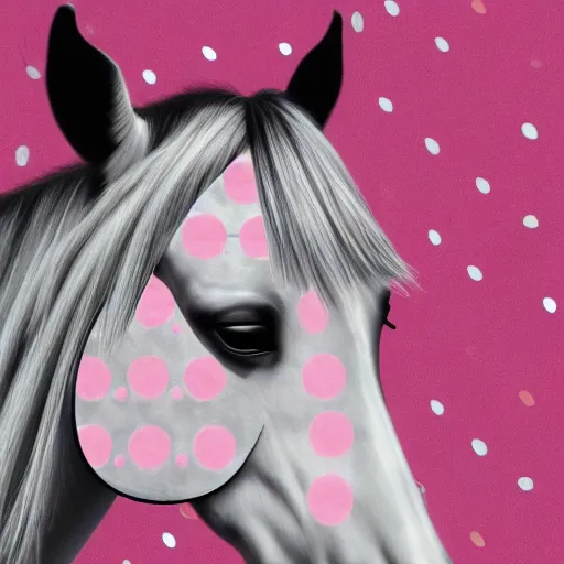 Image similar to a horse with pink dot pattern fur