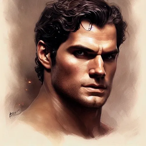 Image similar to Henry Cavill as a warrior, upper body, D&D, muscular, fantasy, intricate, elegant, highly detailed, digital painting, artstation, concept art, smooth, sharp focus, illustration, art by artgerm and greg rutkowski and alphonse mucha