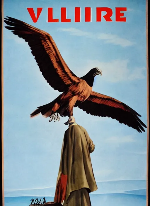 Image similar to vulture look in 1940s propaganda poster, full hd
