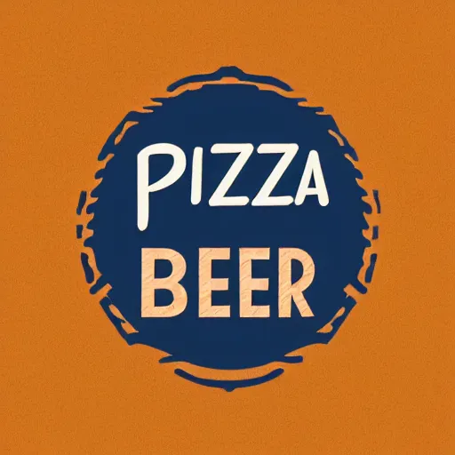 Prompt: A pizza and a beer, logo, graphic design, icon, vetorial