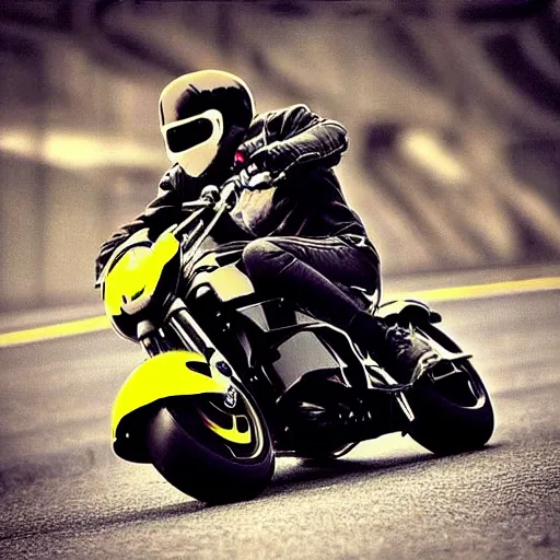 Prompt: “ tron legacy motorcycle race to the tower of babylon city ”