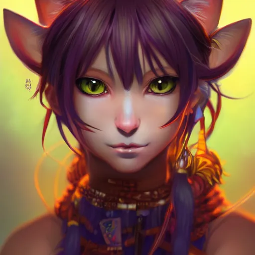 Image similar to anime portrait of a cat girl as a shaman yedi using dark force to eliminate trump as an anime antagonist by Stanley Artgerm Lau, WLOP, Rossdraws, James Jean, Andrei Riabovitchev, Marc Simonetti, and Sakimichan, trending on artstation