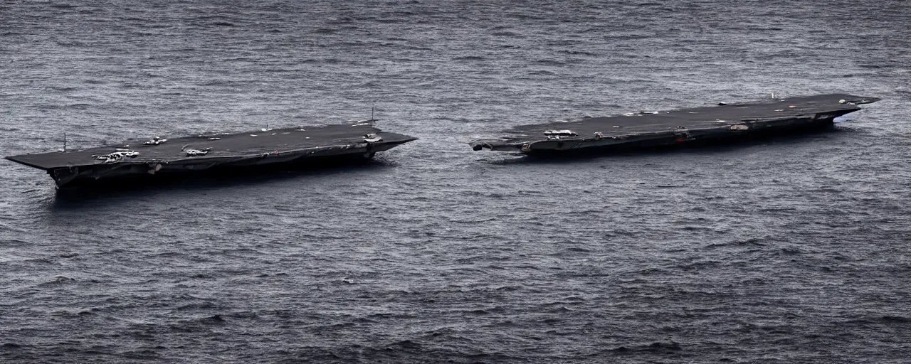 Prompt: low angle cinematic shot of abandoned aircraft carrier submerged in the middle of an endless black sand beach in iceland, rivers