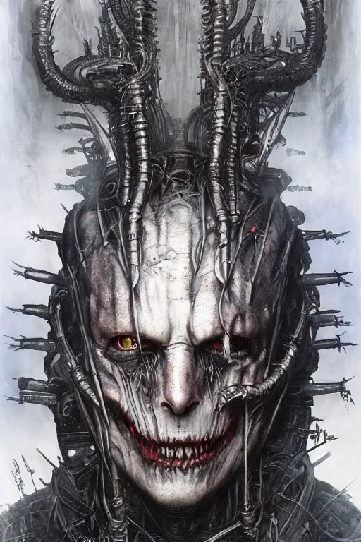 Prompt: portrait of elon musk by hr giger, greg rutkowski, luis royo and wayne barlowe as a diablo, resident evil, dark souls, bloodborne monster