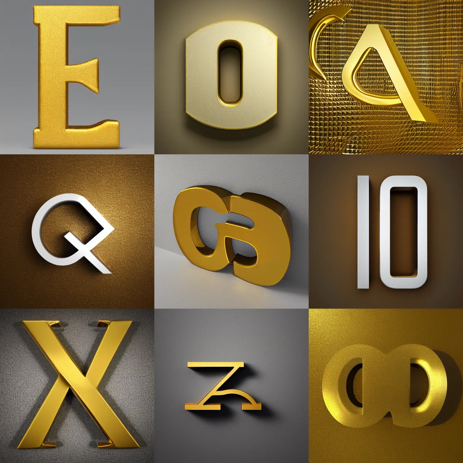 Prompt: Gold and white letter P Vray