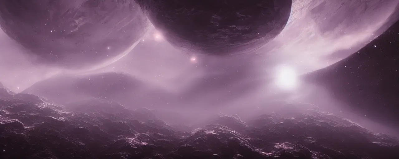 Image similar to cinematic render of atmospheric deep space, volumetric lighting, cathrin machin