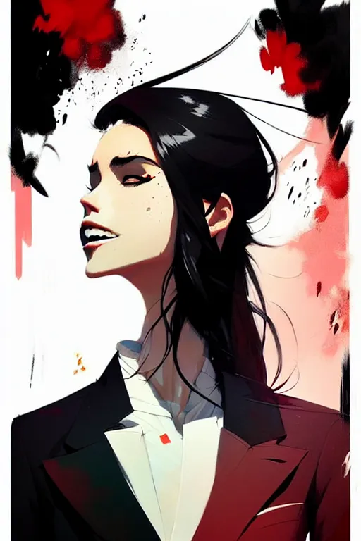 Image similar to a ultradetailed beautiful panting of a stylish woman in a black blazer, by conrad roset, greg rutkowski and makoto shinkai, trending on artstation