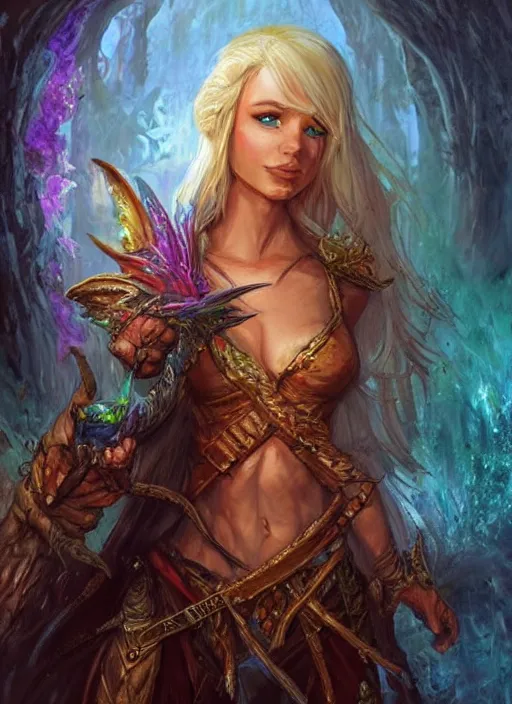 Image similar to fairy, ultra detailed fantasy, dndbeyond, bright, colourful, realistic, dnd character portrait, full body, pathfinder, pinterest, art by ralph horsley, dnd, rpg, lotr game design fanart by concept art, behance hd, artstation, deviantart, hdr render in unreal engine 5