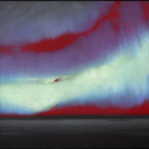 Prompt: the epic abstract painting'blue arctic void with black and red aurora borealis ', by caspar david friedrich!!!, by rothko!!!, stunning masterpiece, trending on artstation