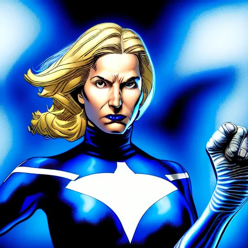 Prompt: a highly detailed invisible woman, comic book cover art, in the style of todd mcfarlane and jack kirby, digital photography, photorealistic, realistic, extreme detail