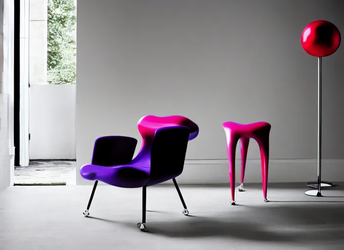 Prompt: a chair designed by jeff koons, interior design magazine photography