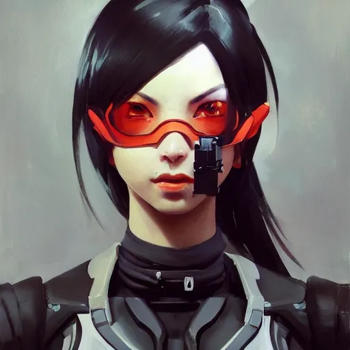 Image similar to greg manchess portrait painting of a 2 yorha type a no. 2 as overwatch character, medium shot, asymmetrical, profile picture, organic painting, sunny day, matte painting, bold shapes, hard edges, street art, trending on artstation, by huang guangjian and gil elvgren and sachin teng