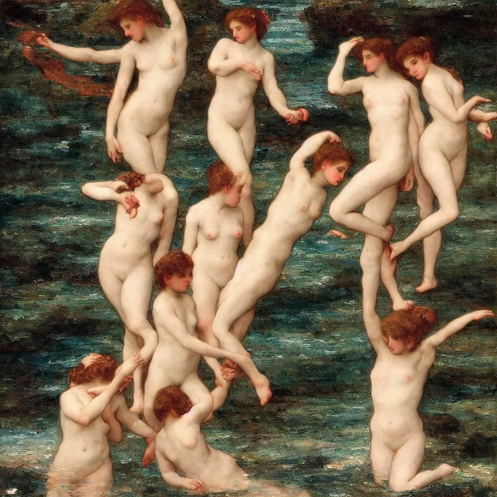 Prompt: sea nymphs painted by beauguereau