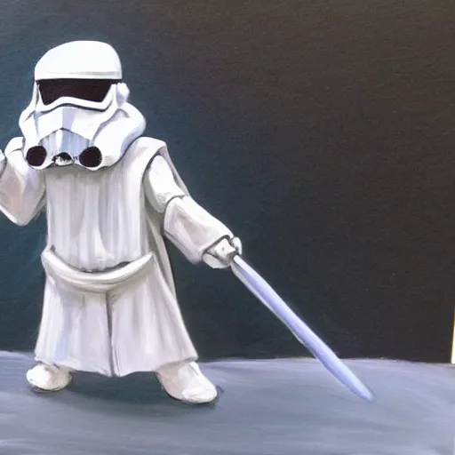 Image similar to gandalf as a storm trooper, painting