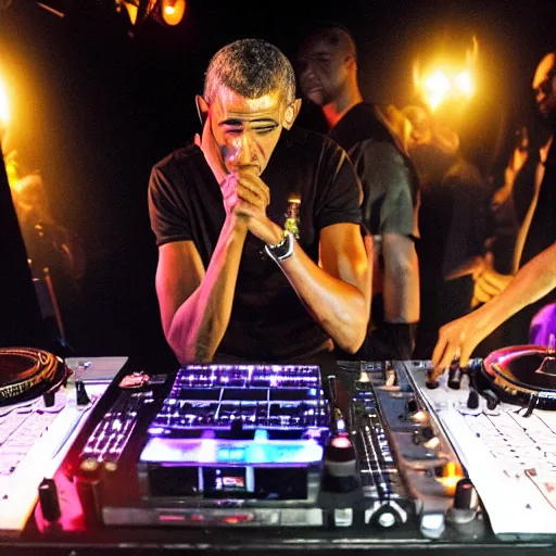 Image similar to Obama DJing at a nightclub in Berlin