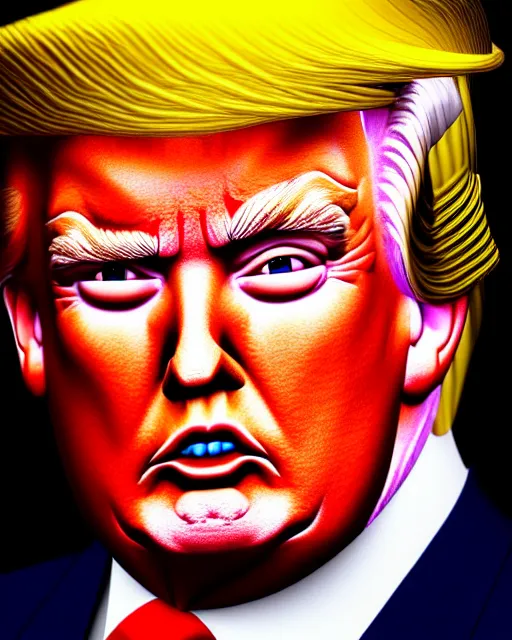 Image similar to portrait of donald trump with eyebrows on fire, ultra detailed, hyperrealism, trending on artstation, 8 k 4 d