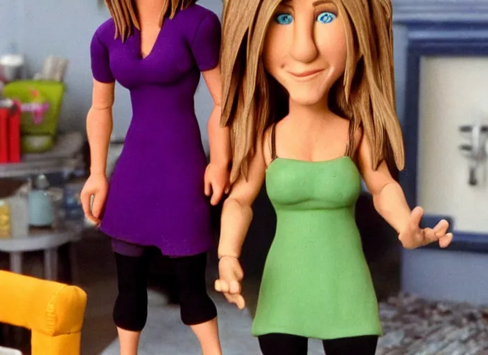 Prompt: jennifer aniston as rachel in friends, claymation