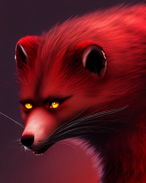 Image similar to furry - male - red - black - weasel - necromancer - fursona uhd ue 5 visual novel pc game expressions, photorealistic