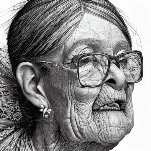Prompt: hyper-detailed digital painting old woman i by kim jung gi