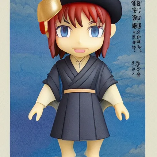 Prompt: water color painting of face detailing wizard in the style of matte painting nendoroid and chibi, eyes in the style of nendoroid, middle close up, Julian ope, flat shading, 2D illustration, Swiss modernizm, ukiyoe style, pixer, no shading, no gradient, no shadow