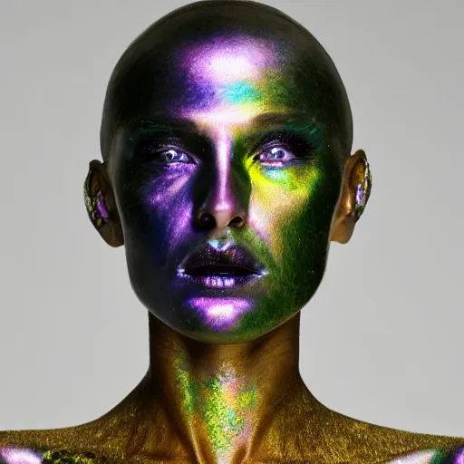 Image similar to a pirate woman with iridescent skin by van herpen, iris