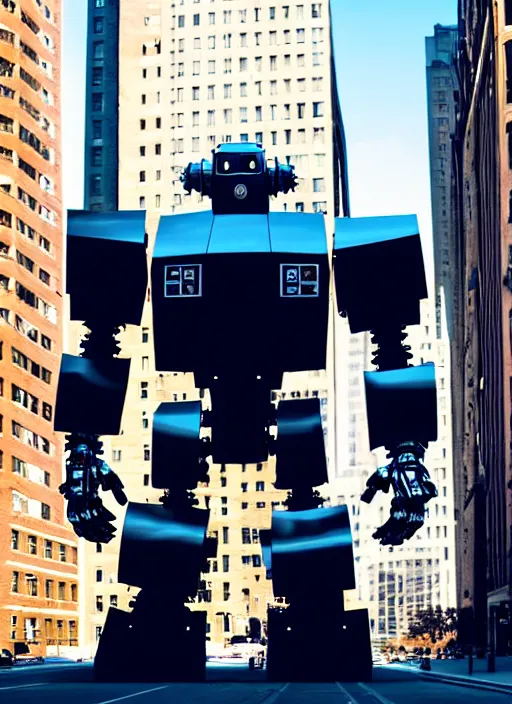 Prompt: a giant mecha robot made of stop signs in manhattan, hyper realistic, highly detailed, cinimatic, shadows, scrap, signs, 8 k, photo, movie still