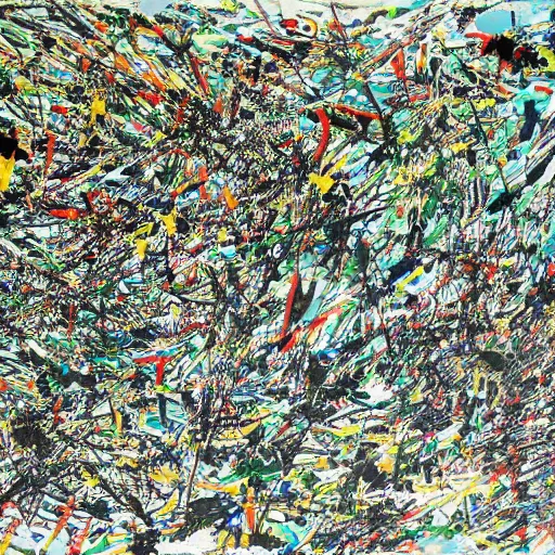 Image similar to birds eye view battle of cape ecnomus, in the style of jackson pollock