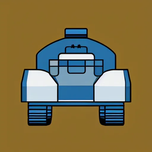 Image similar to a cute chubby tank icon stylized digital illustration minimalistic, blue scheme, fanart arstation