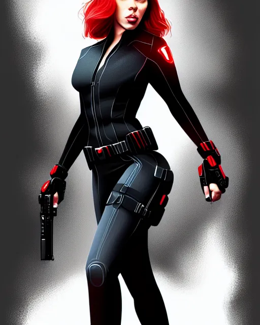 Prompt: Scarlett Johansson Black Widow, full body, highly detailed, digital painting, artstation, concept art, smooth, sharp focus, illustration