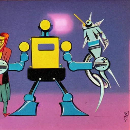 Image similar to retrofuturist design for a robot by bob kane,