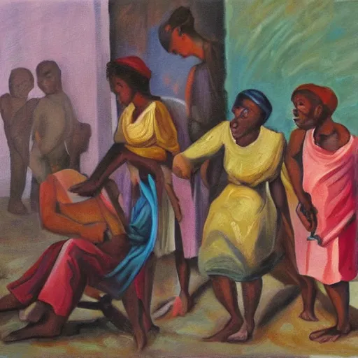 Image similar to slavery in friendship. painting