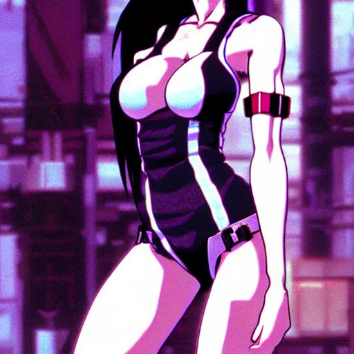 Prompt: tifa lockheart in ghost in the shell by masamune shirow