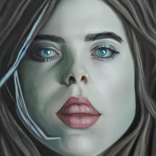 Image similar to Billie Eilish as female loki, oil on canvas, noir, trending on artstation, by Ian Sprigger