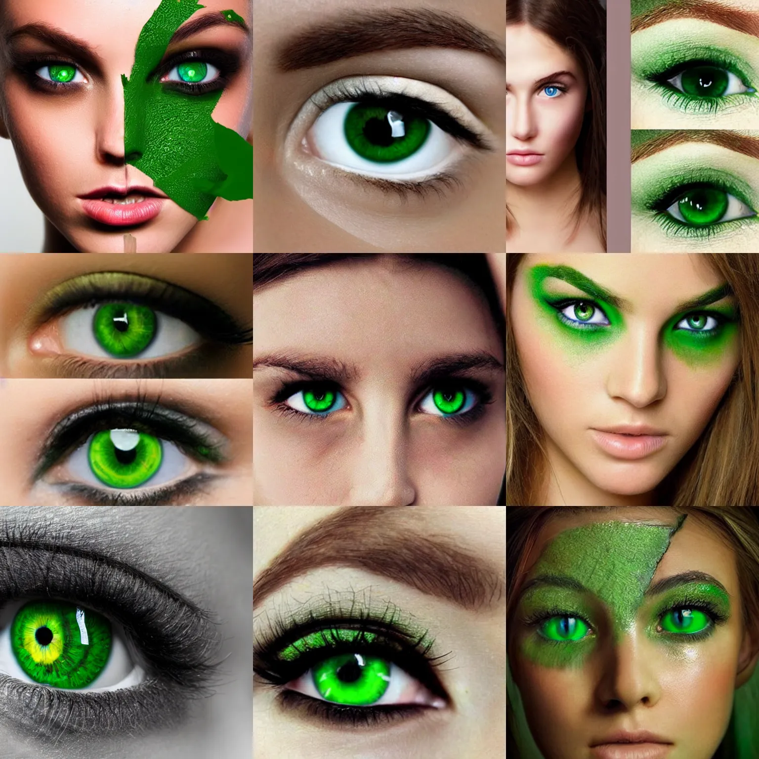 Prompt: human face very very very very beautiful green green green green eyes
